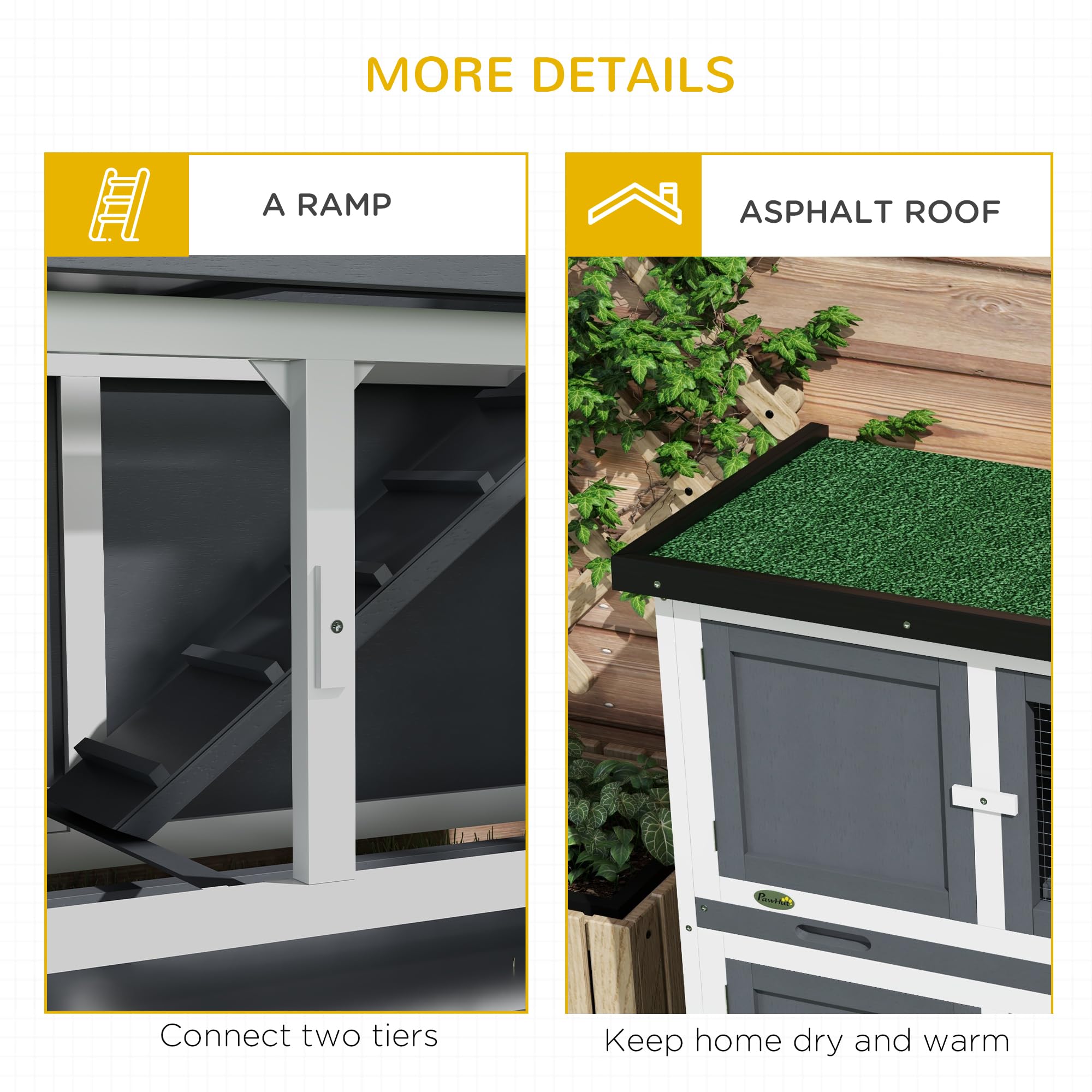 Amazon.com: PawHut Wooden Bunny Rabbit Hutch, Small Animal Habitat